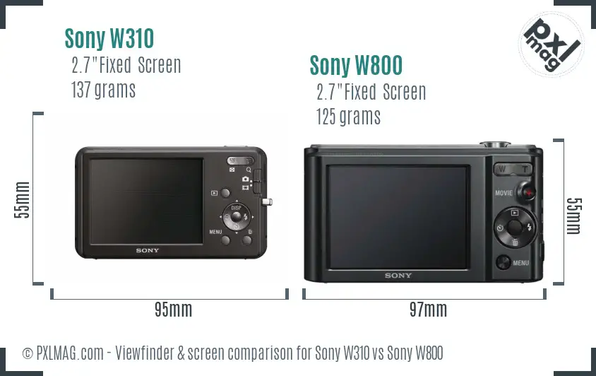 Sony W310 vs Sony W800 Screen and Viewfinder comparison