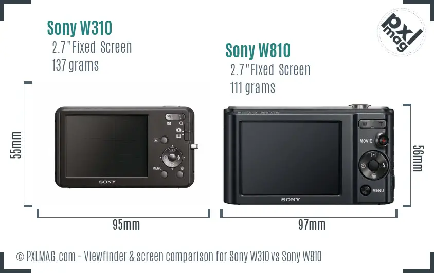 Sony W310 vs Sony W810 Screen and Viewfinder comparison