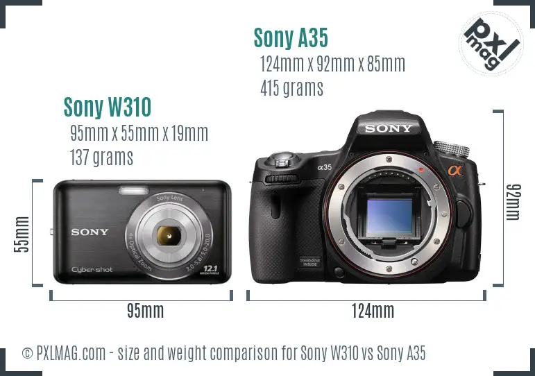 Sony W310 vs Sony A35 size comparison