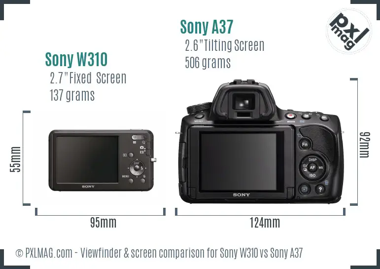 Sony W310 vs Sony A37 Screen and Viewfinder comparison
