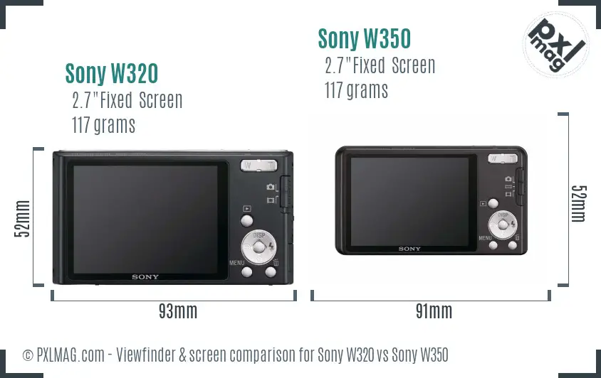Sony W320 vs Sony W350 Screen and Viewfinder comparison