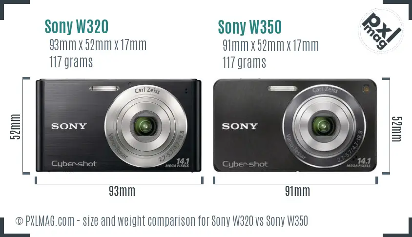 Sony W320 vs Sony W350 size comparison