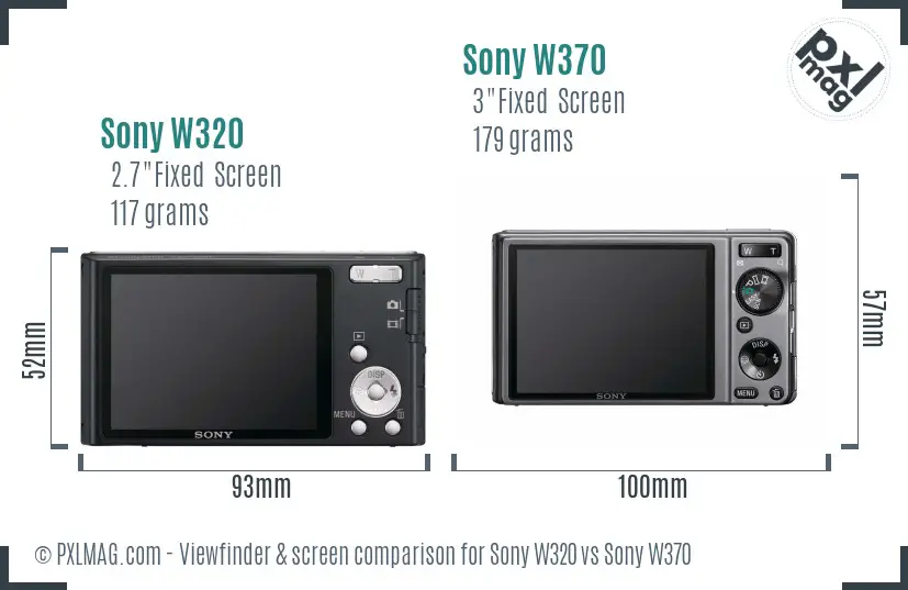 Sony W320 vs Sony W370 Screen and Viewfinder comparison
