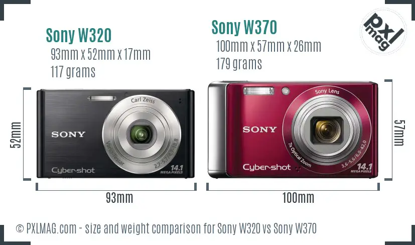 Sony W320 vs Sony W370 size comparison