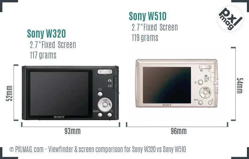 Sony W320 vs Sony W510 Screen and Viewfinder comparison