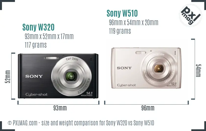 Sony W320 vs Sony W510 size comparison