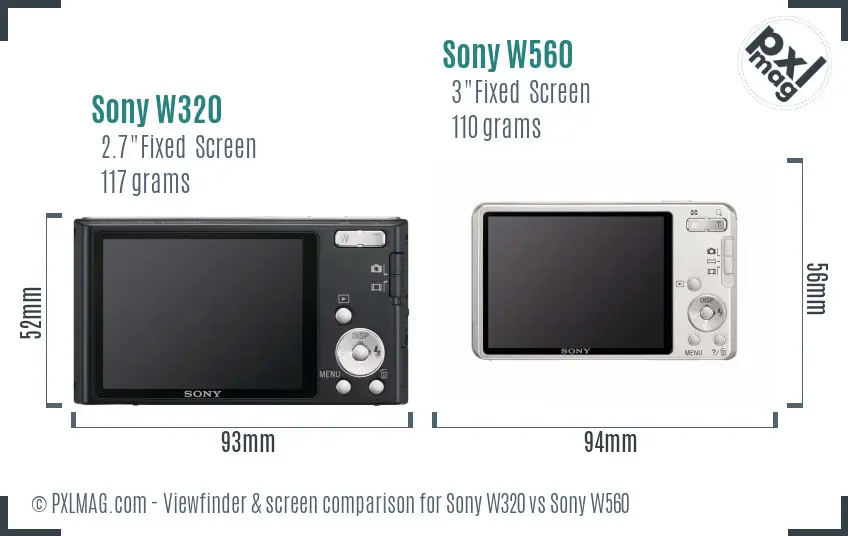 Sony W320 vs Sony W560 Screen and Viewfinder comparison