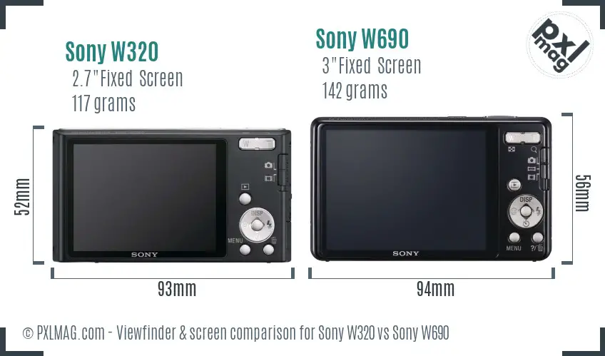 Sony W320 vs Sony W690 Screen and Viewfinder comparison