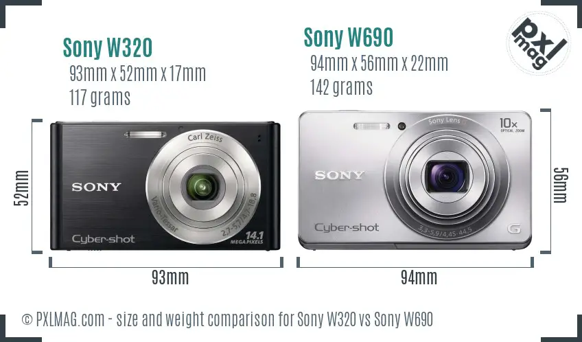 Sony W320 vs Sony W690 size comparison