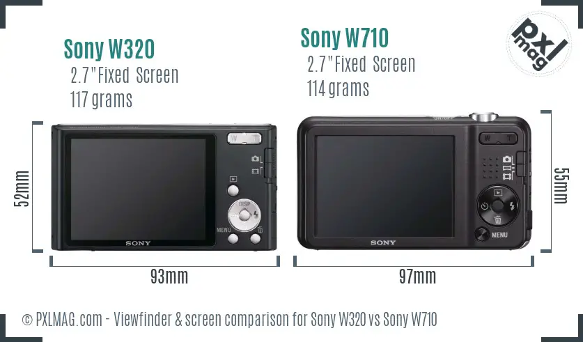 Sony W320 vs Sony W710 Screen and Viewfinder comparison