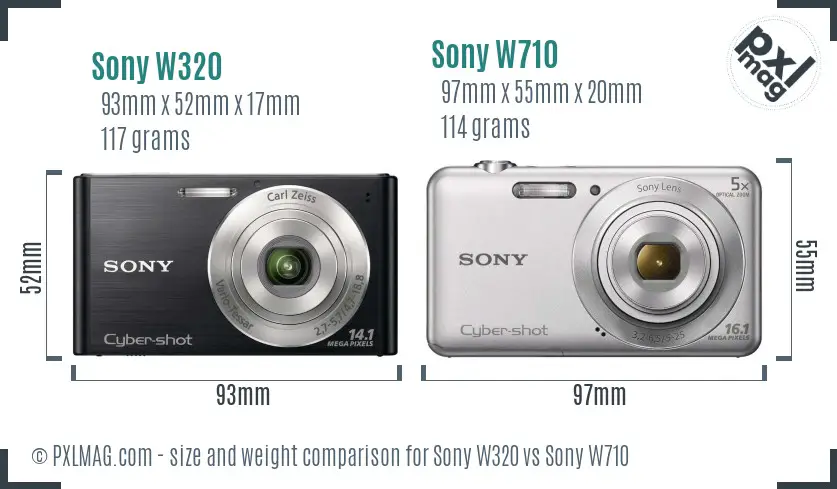 Sony W320 vs Sony W710 size comparison