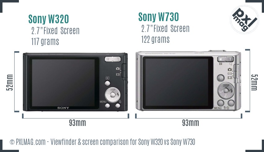Sony W320 vs Sony W730 Screen and Viewfinder comparison
