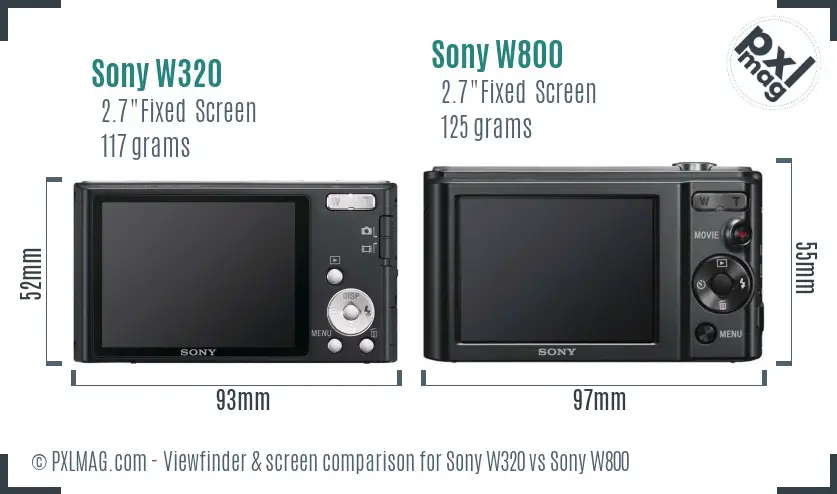 Sony W320 vs Sony W800 Screen and Viewfinder comparison