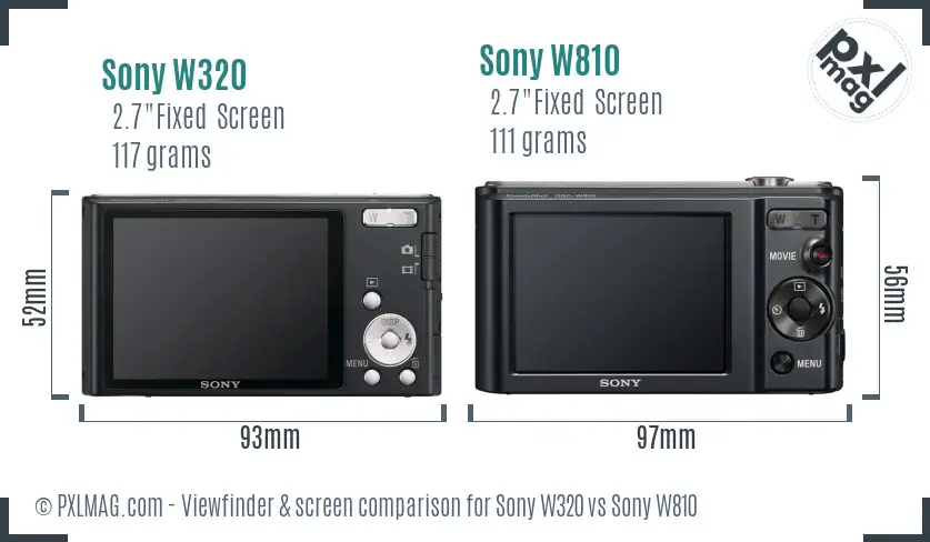 Sony W320 vs Sony W810 Screen and Viewfinder comparison