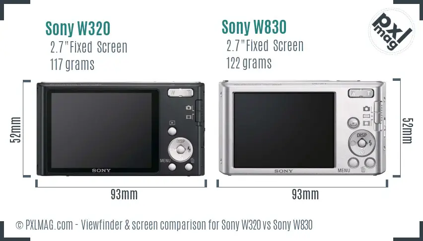 Sony W320 vs Sony W830 Screen and Viewfinder comparison