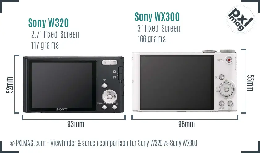 Sony W320 vs Sony WX300 Screen and Viewfinder comparison