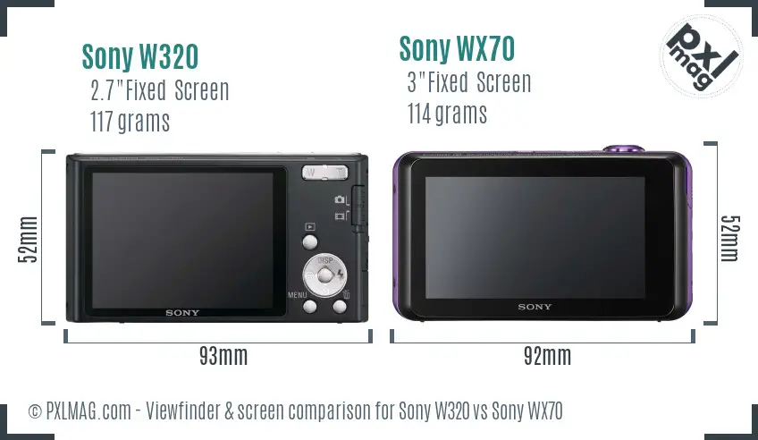 Sony W320 vs Sony WX70 Screen and Viewfinder comparison