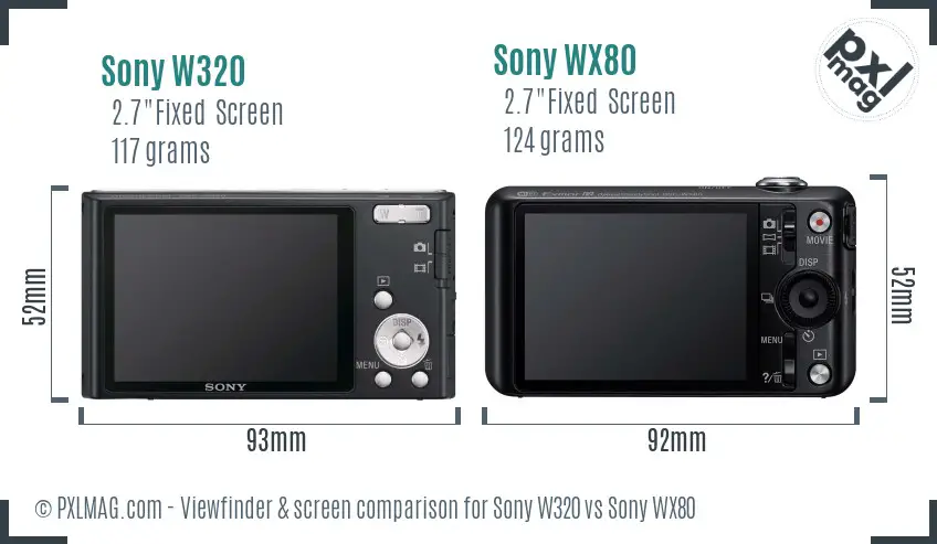Sony W320 vs Sony WX80 Screen and Viewfinder comparison
