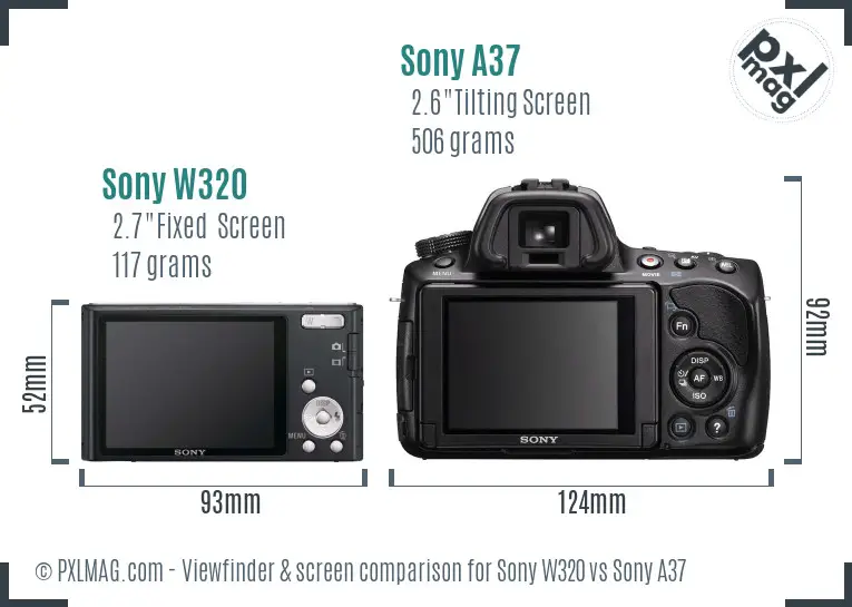 Sony W320 vs Sony A37 Screen and Viewfinder comparison