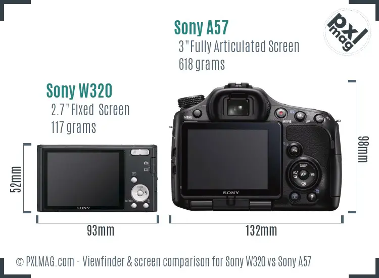 Sony W320 vs Sony A57 Screen and Viewfinder comparison