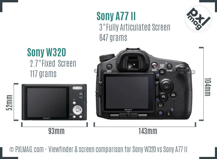 Sony W320 vs Sony A77 II Screen and Viewfinder comparison
