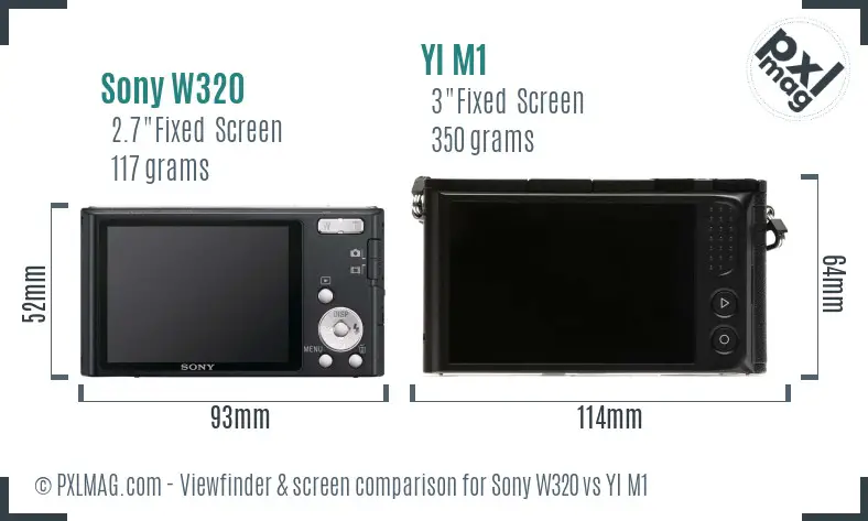 Sony W320 vs YI M1 Screen and Viewfinder comparison