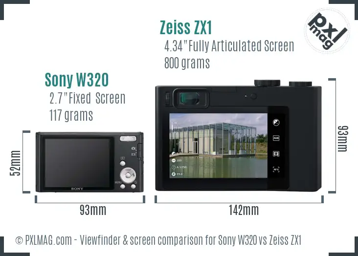Sony W320 vs Zeiss ZX1 Screen and Viewfinder comparison