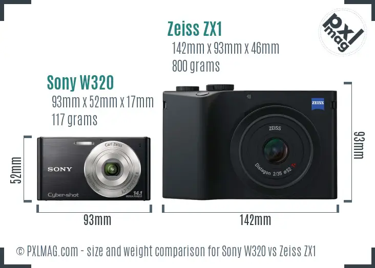 Sony W320 vs Zeiss ZX1 size comparison