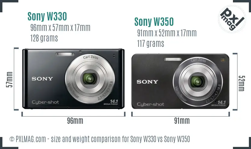 Sony W330 vs Sony W350 size comparison