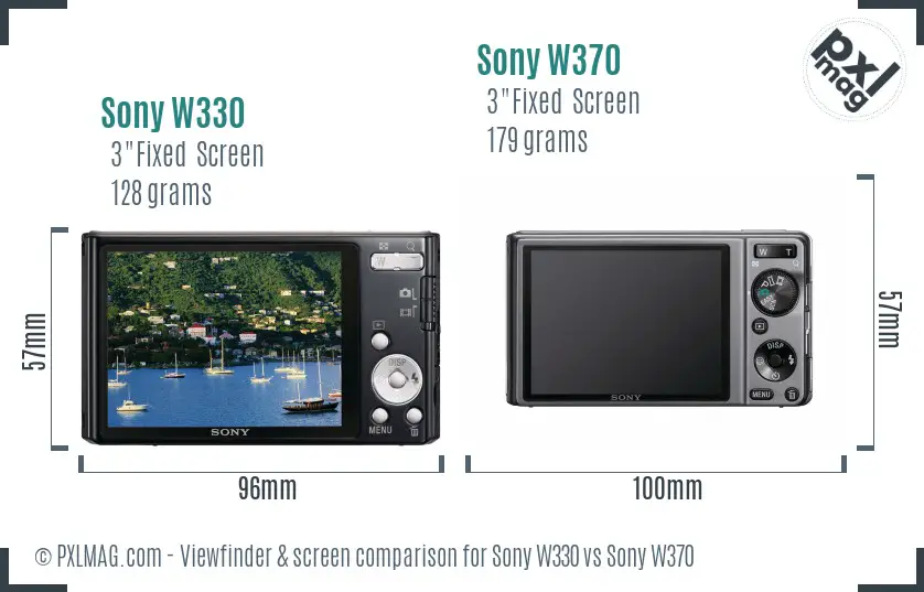 Sony W330 vs Sony W370 Screen and Viewfinder comparison