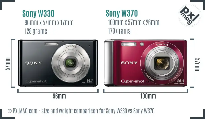 Sony W330 vs Sony W370 size comparison