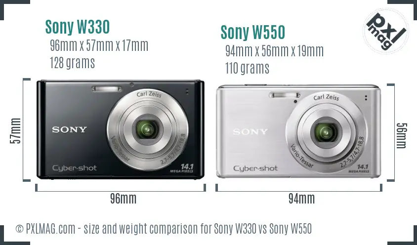 Sony W330 vs Sony W550 size comparison