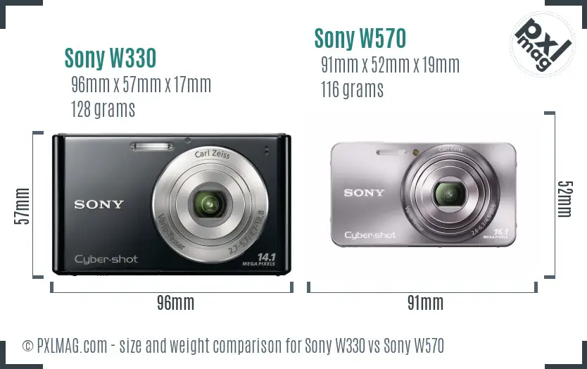 Sony W330 vs Sony W570 size comparison