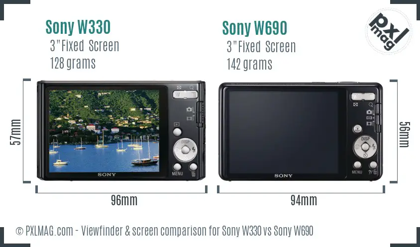 Sony W330 vs Sony W690 Screen and Viewfinder comparison
