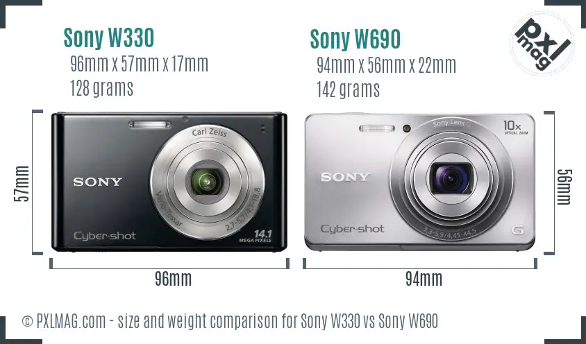 Sony W330 vs Sony W690 size comparison