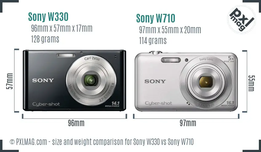 Sony W330 vs Sony W710 size comparison
