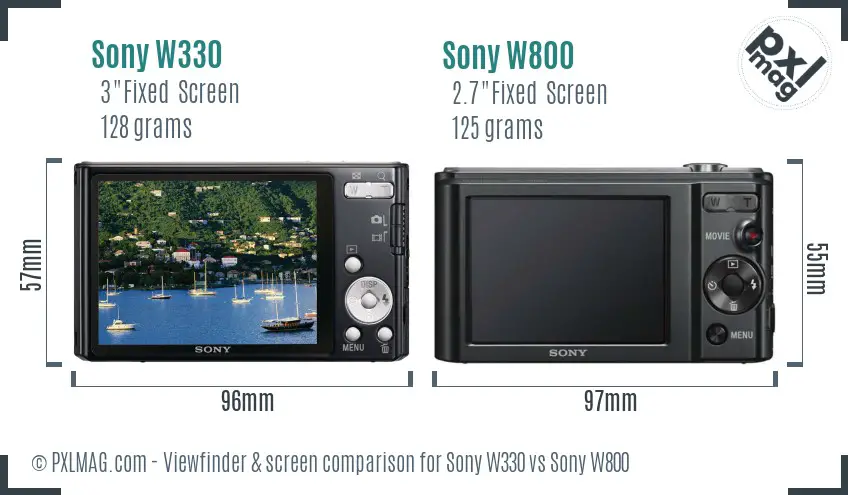 Sony W330 vs Sony W800 Screen and Viewfinder comparison