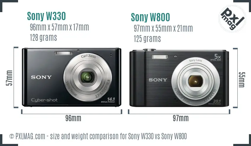 Sony W330 vs Sony W800 size comparison