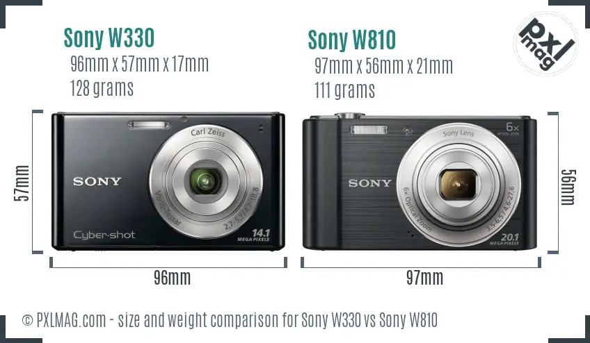 Sony W330 vs Sony W810 size comparison