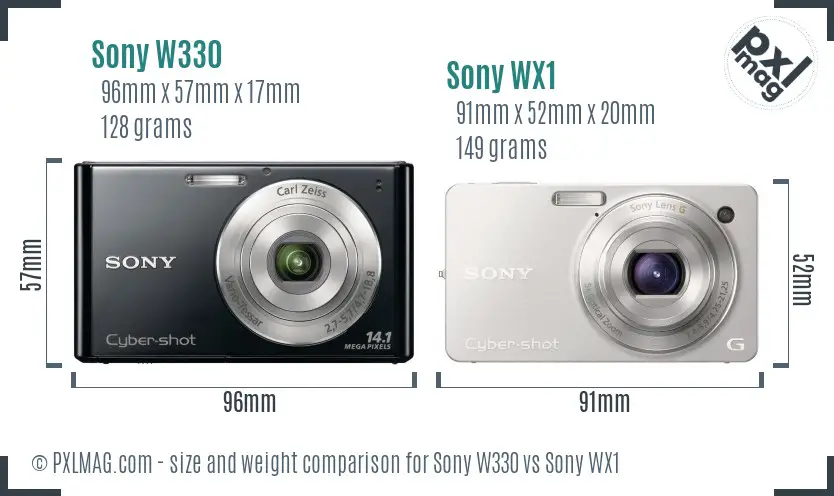 Sony W330 vs Sony WX1 size comparison