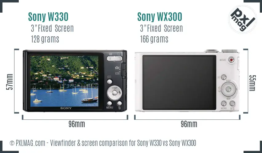 Sony W330 vs Sony WX300 Screen and Viewfinder comparison