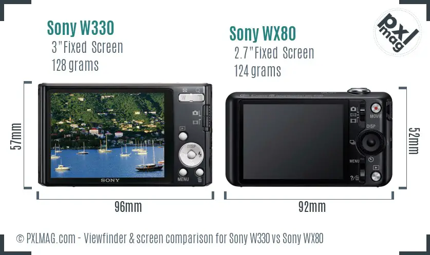 Sony W330 vs Sony WX80 Screen and Viewfinder comparison