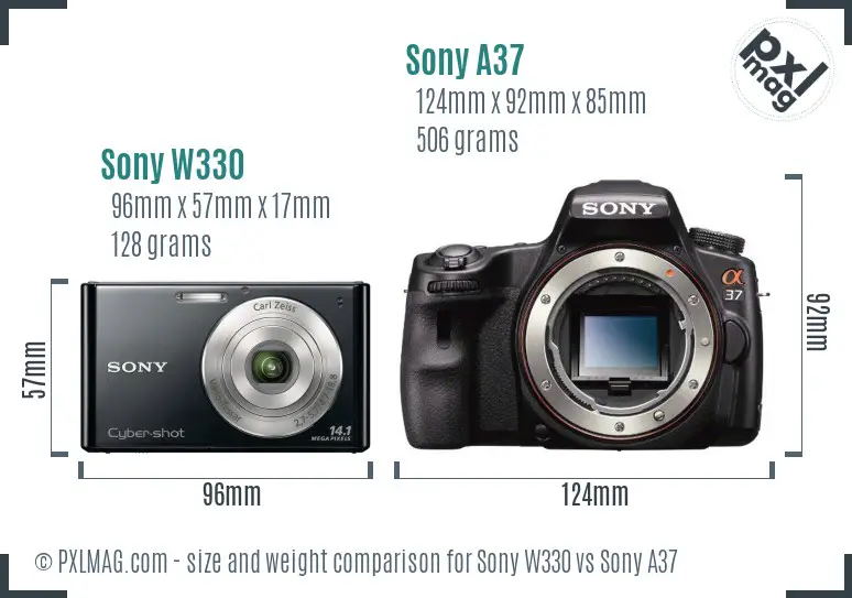 Sony W330 vs Sony A37 size comparison