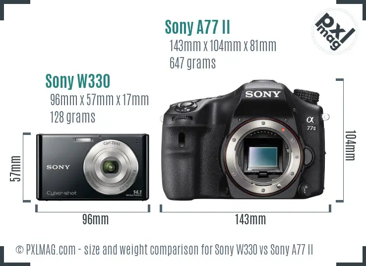 Sony W330 vs Sony A77 II size comparison