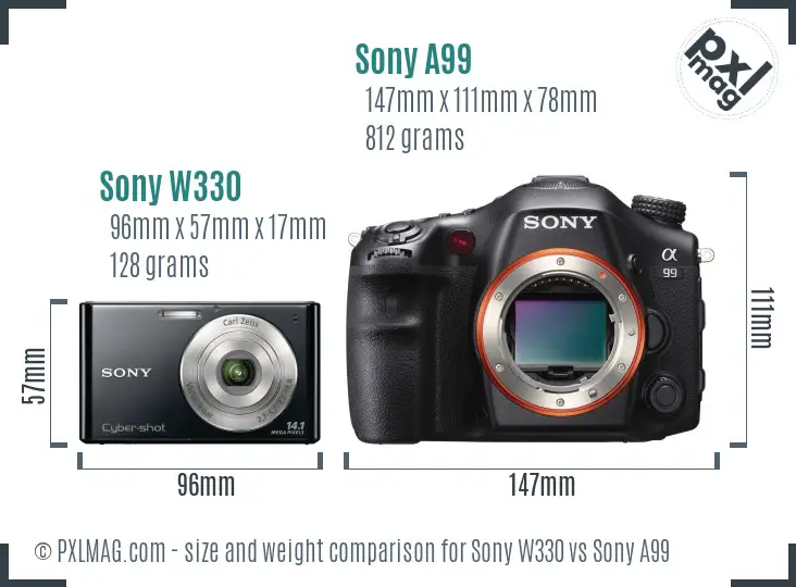Sony W330 vs Sony A99 size comparison