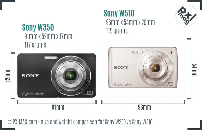 Sony W350 vs Sony W510 size comparison