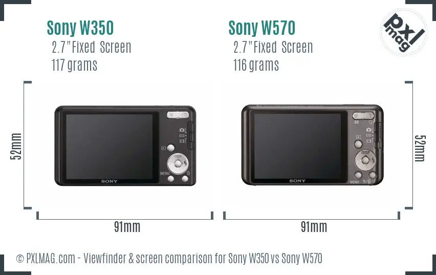 Sony W350 vs Sony W570 Screen and Viewfinder comparison