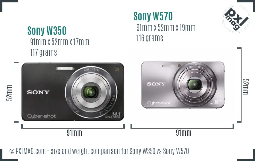 Sony W350 vs Sony W570 size comparison