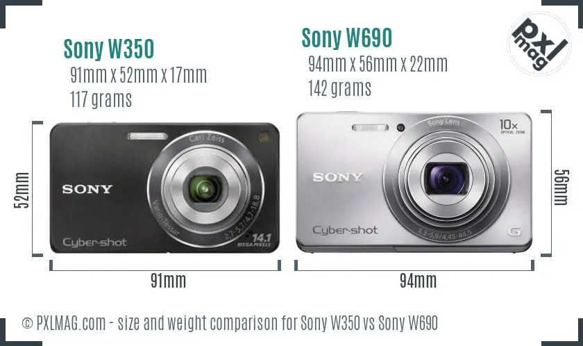 Sony W350 vs Sony W690 size comparison