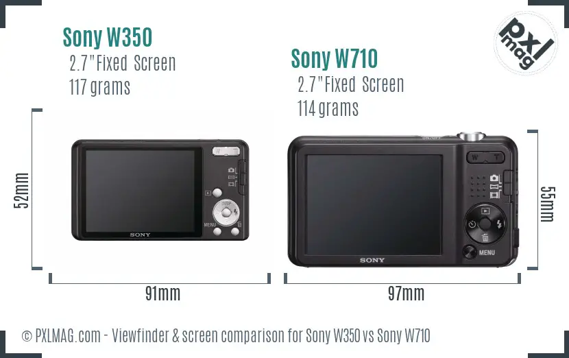 Sony W350 vs Sony W710 Screen and Viewfinder comparison